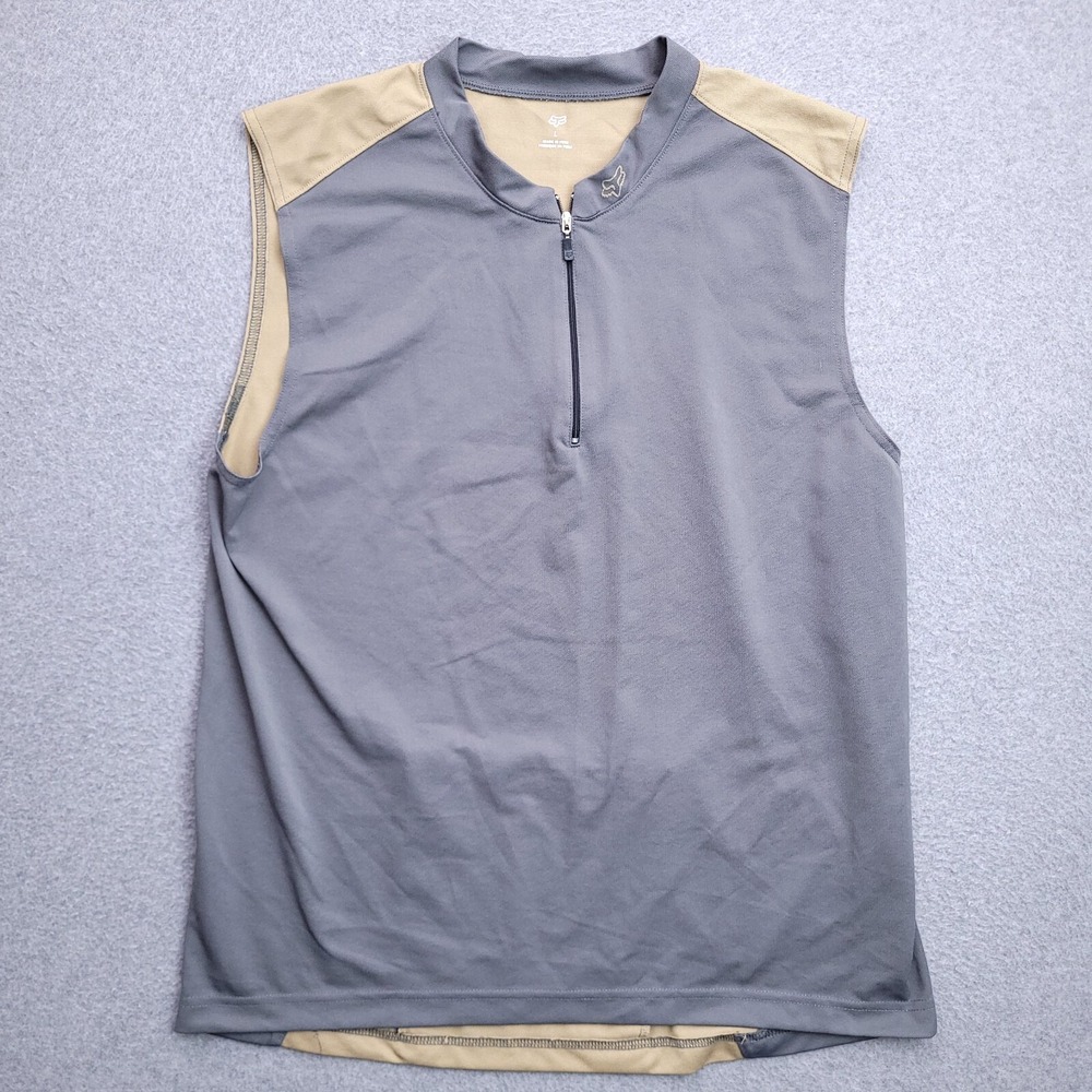 Fox Racing Vest Large Sleeveless Quarter Zip Lightweight Gray Mens